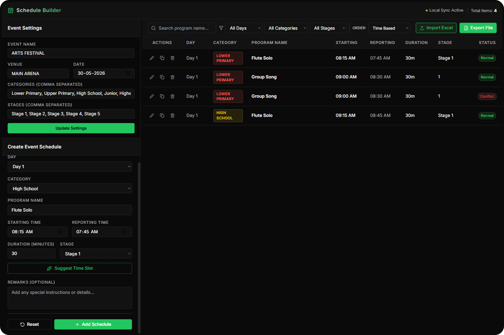 Schedule Builder Interface